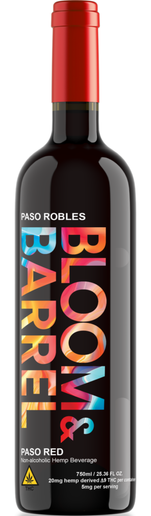 Bloom & Barrel Paso Red Non-alcoholic THC Wine bottle from Paso Robles